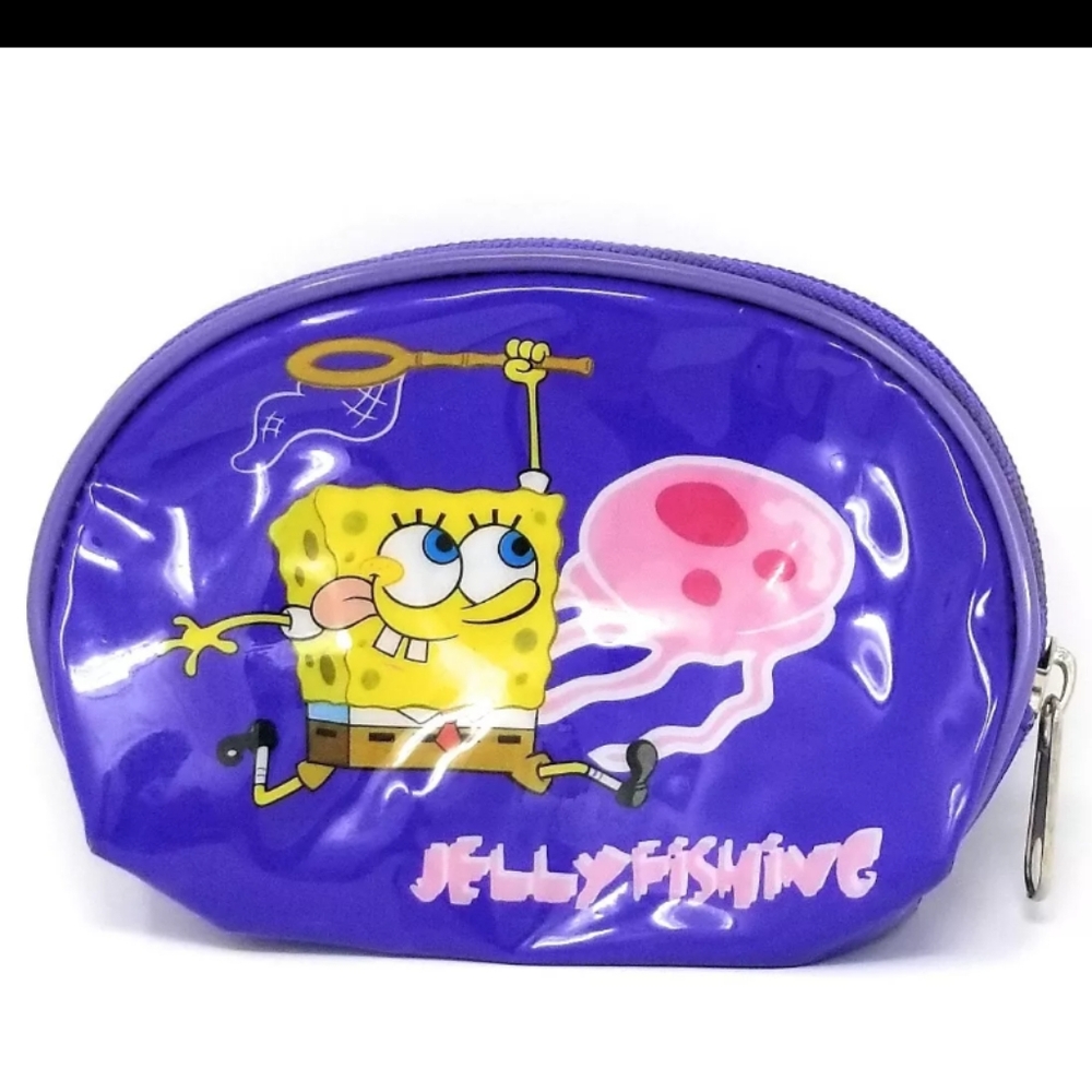 Spongebob Squarepants Jellyfish Shiney Zipper Coin Wallet Purse 2002 Nickelodeon